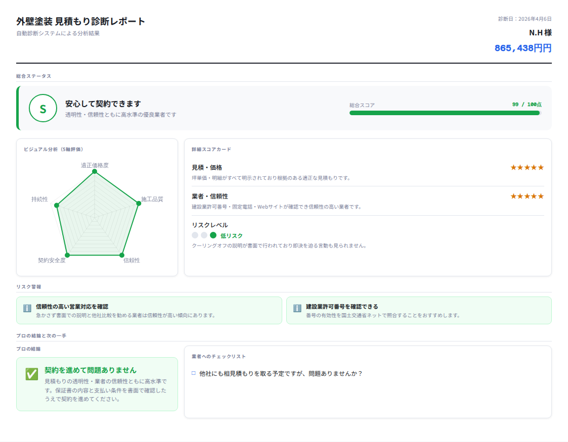 【大阪府泉佐野市】築16年木造3階建ての外壁塗装見積もり87万円は適正？｜診断スコア95点の実例