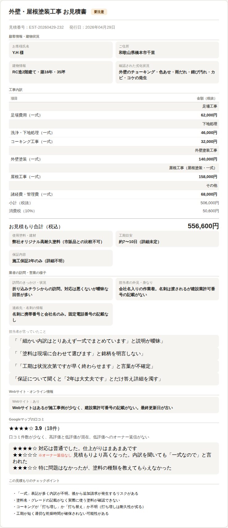 見積もり書