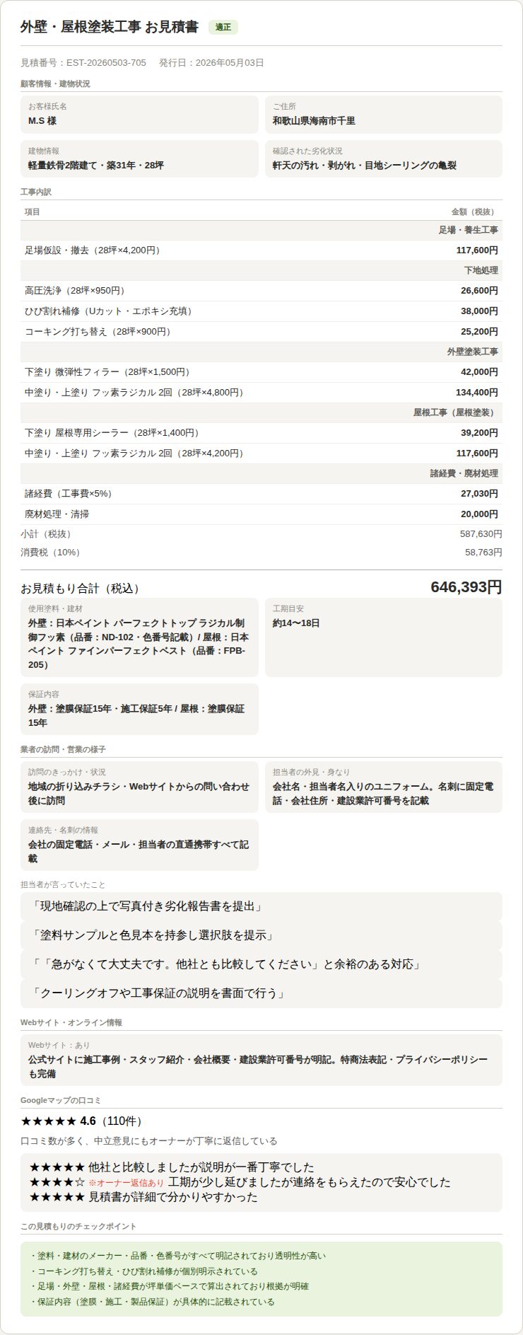 見積もり書