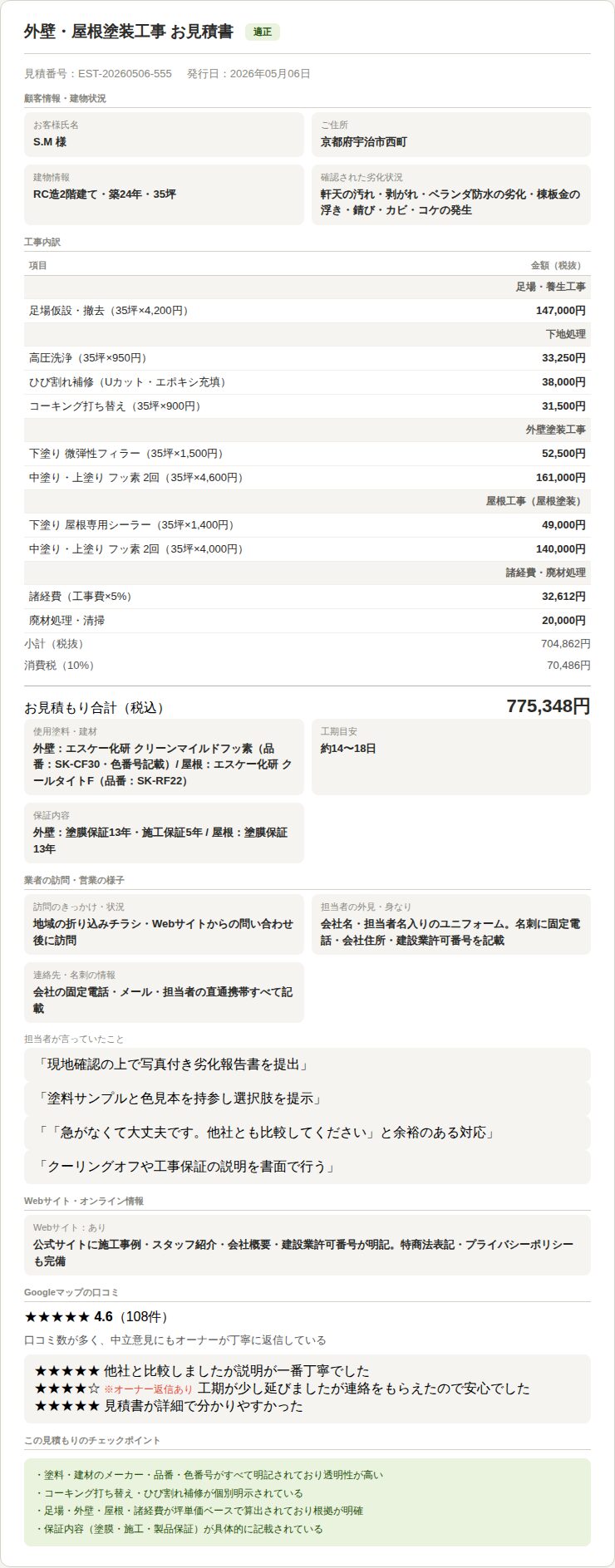 見積もり書