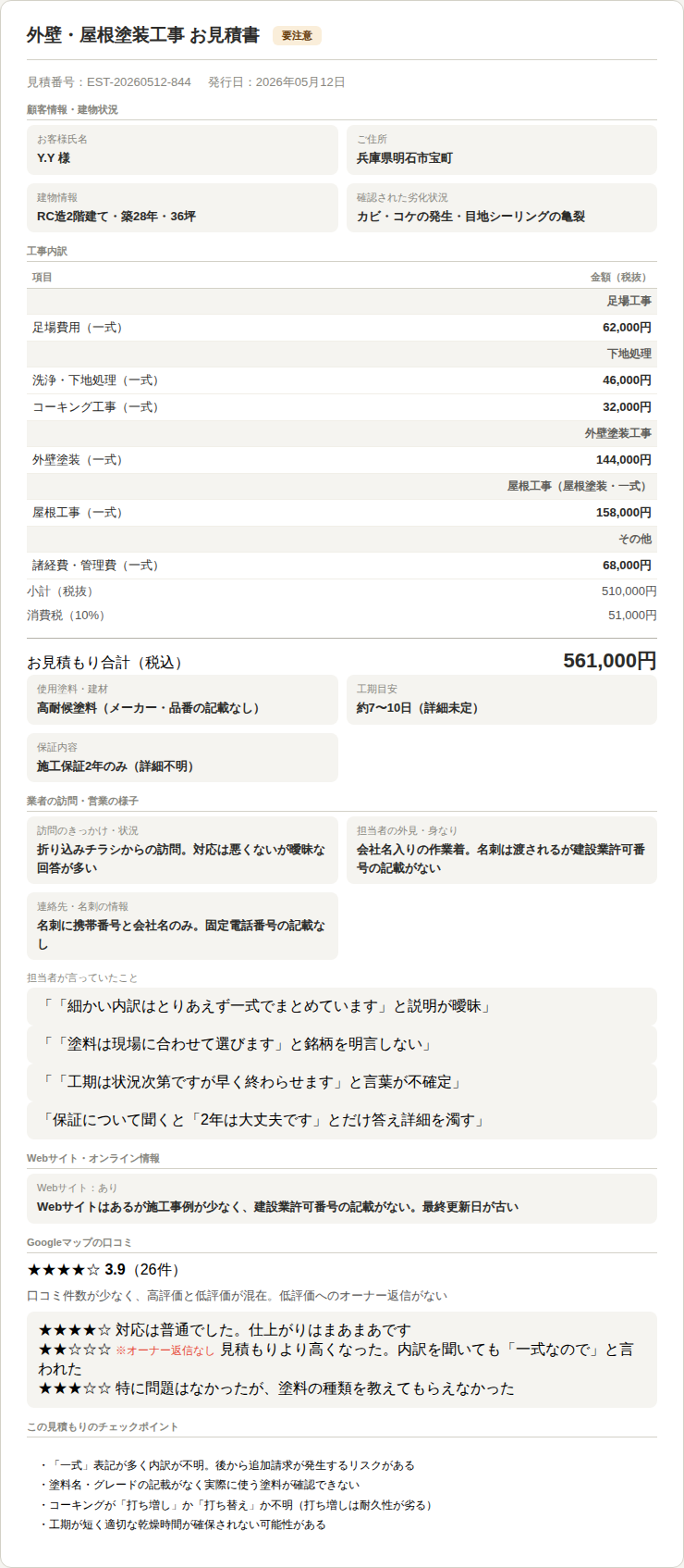 見積もり書