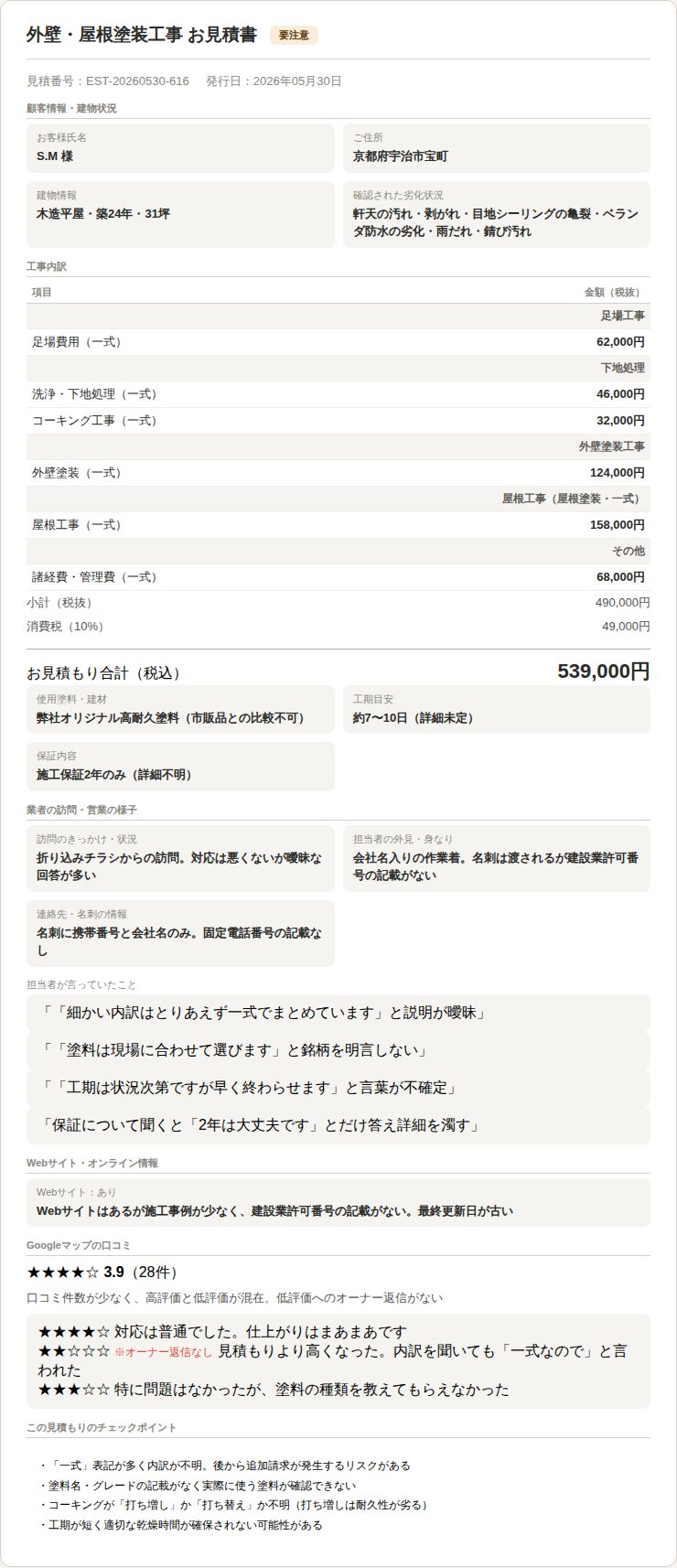 見積もり書