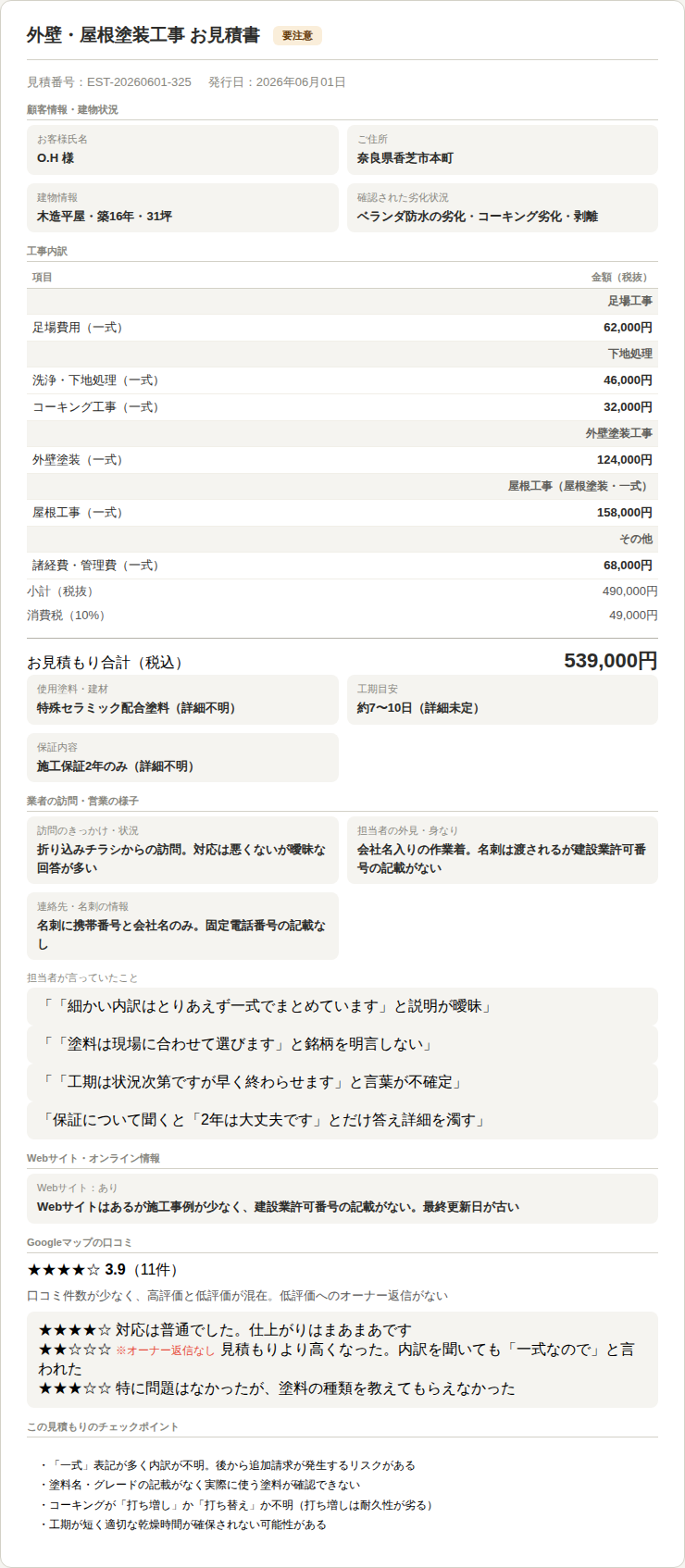 見積もり書