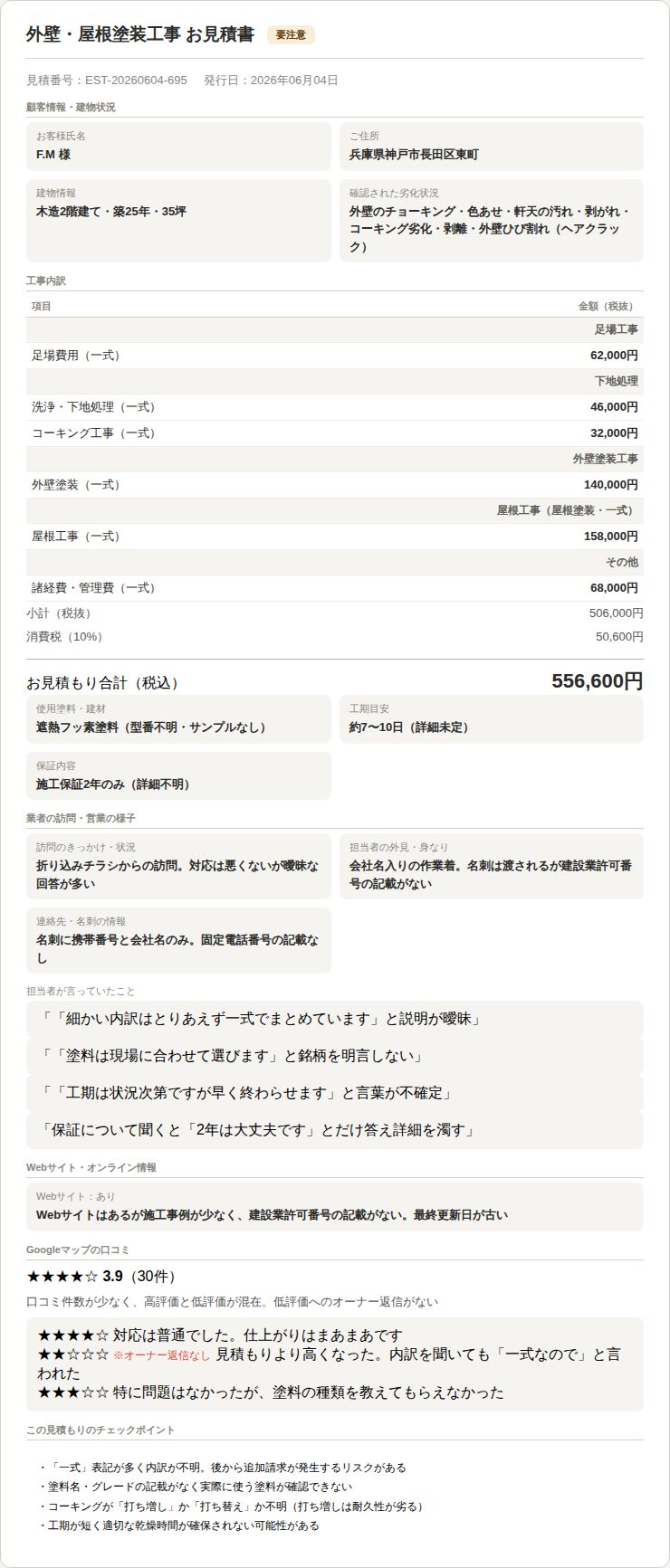 見積もり書